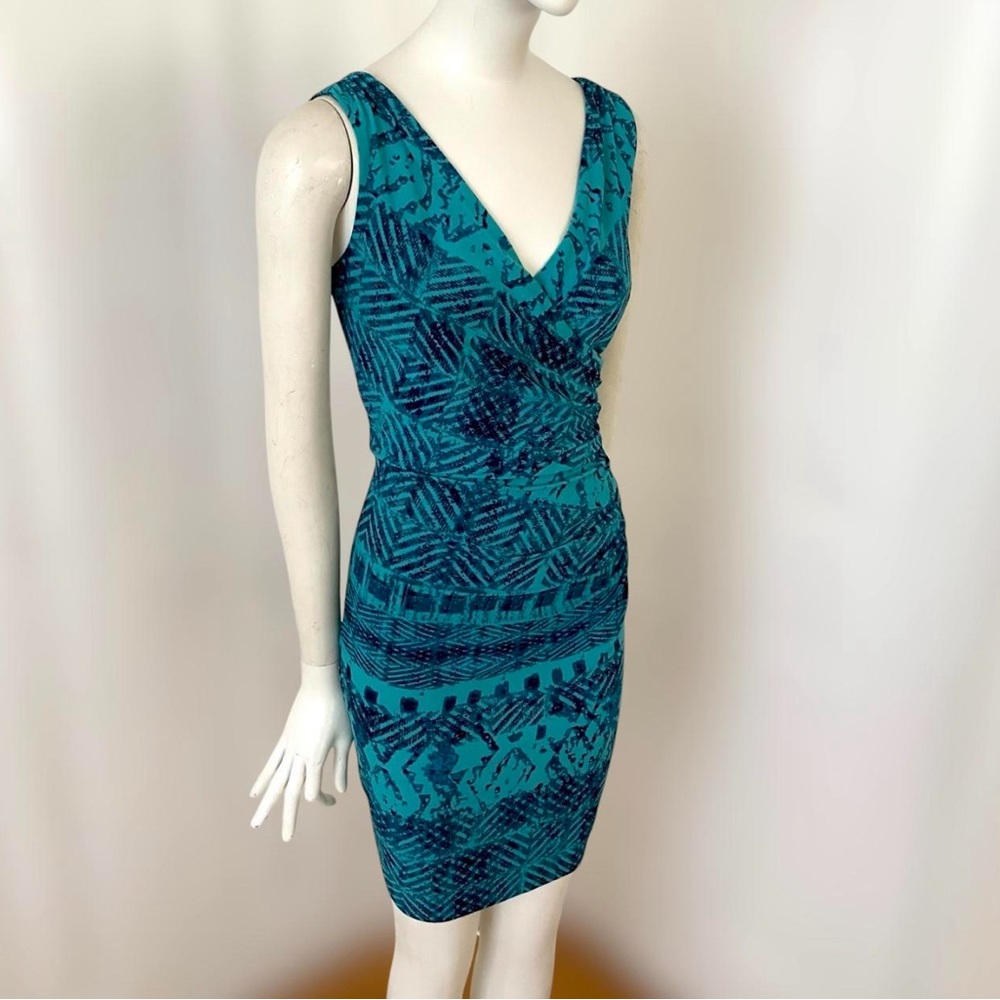Lauren Ralph Lauren teal / turquoise / blue sleeveless faux wrap dress 4P